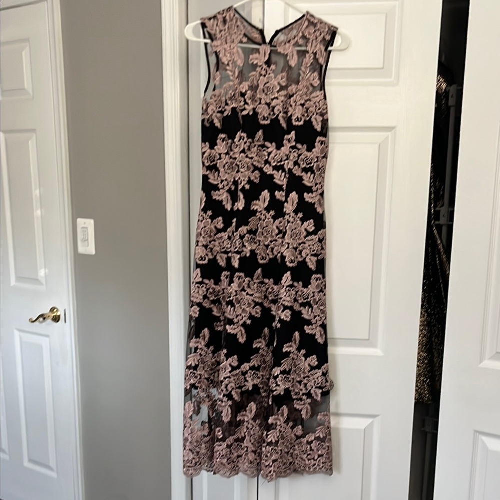 Black and Pink Sheath Midi Dress for Cocktail Events